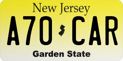 NJ license plate A70CAR