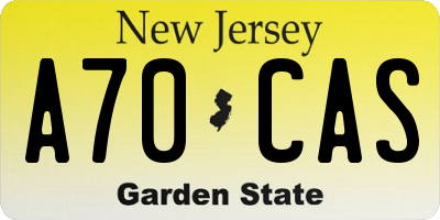 NJ license plate A70CAS