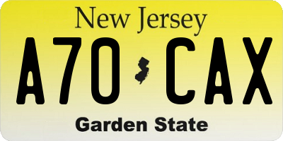 NJ license plate A70CAX