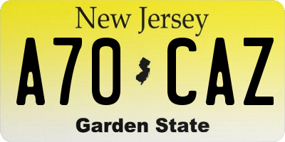 NJ license plate A70CAZ