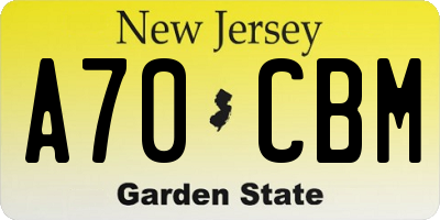 NJ license plate A70CBM