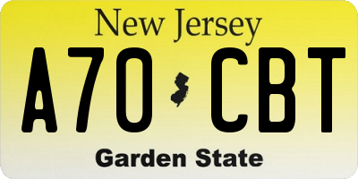 NJ license plate A70CBT