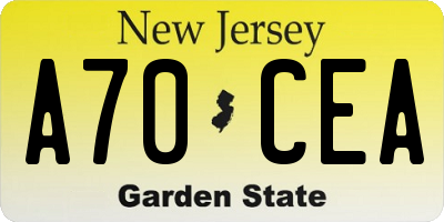 NJ license plate A70CEA