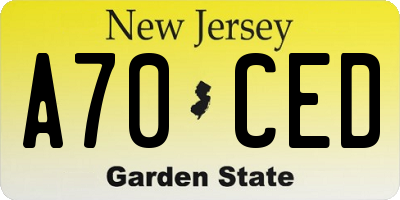 NJ license plate A70CED