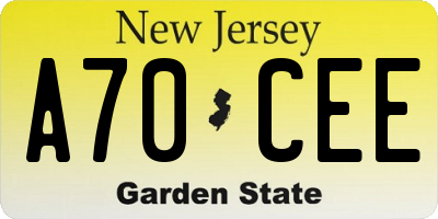 NJ license plate A70CEE