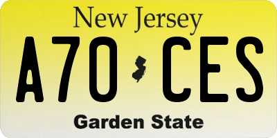 NJ license plate A70CES
