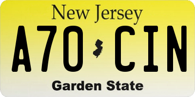 NJ license plate A70CIN