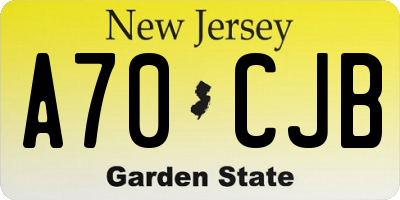 NJ license plate A70CJB