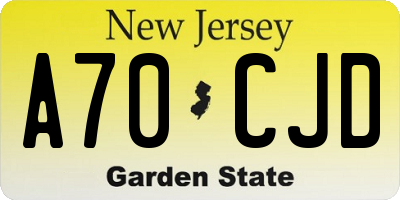 NJ license plate A70CJD