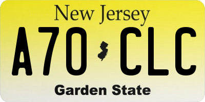 NJ license plate A70CLC