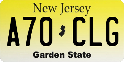 NJ license plate A70CLG