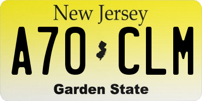NJ license plate A70CLM