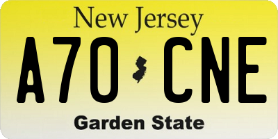 NJ license plate A70CNE