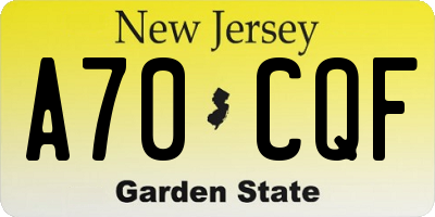 NJ license plate A70CQF