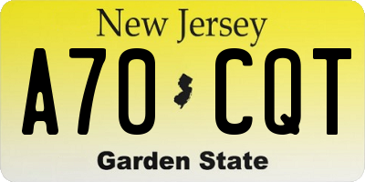 NJ license plate A70CQT