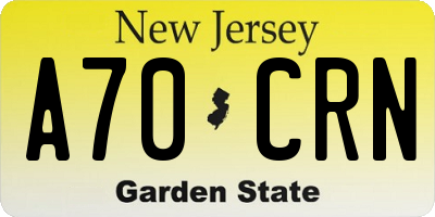 NJ license plate A70CRN