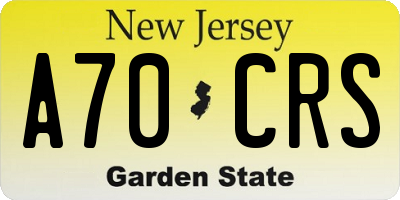 NJ license plate A70CRS