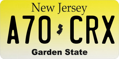 NJ license plate A70CRX