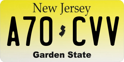 NJ license plate A70CVV