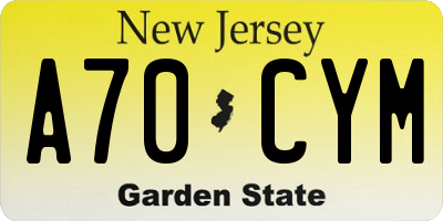 NJ license plate A70CYM