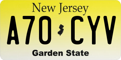 NJ license plate A70CYV
