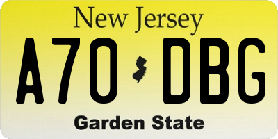 NJ license plate A70DBG