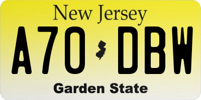 NJ license plate A70DBW