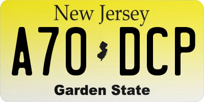 NJ license plate A70DCP