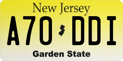 NJ license plate A70DDI