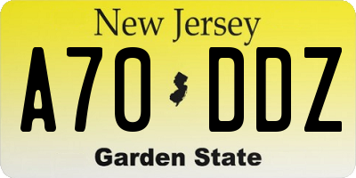NJ license plate A70DDZ