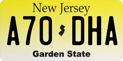 NJ license plate A70DHA