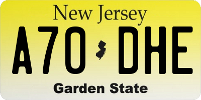 NJ license plate A70DHE