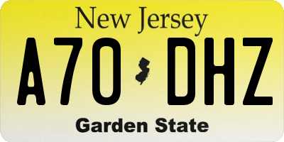 NJ license plate A70DHZ