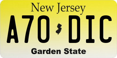 NJ license plate A70DIC