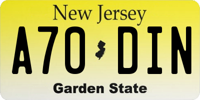 NJ license plate A70DIN