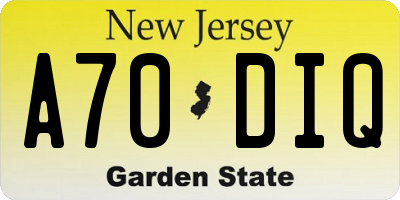 NJ license plate A70DIQ
