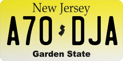 NJ license plate A70DJA