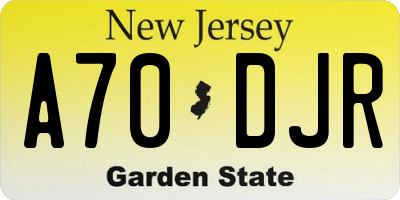 NJ license plate A70DJR