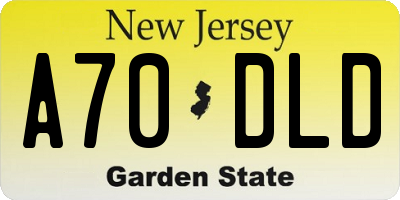 NJ license plate A70DLD