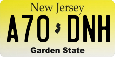 NJ license plate A70DNH