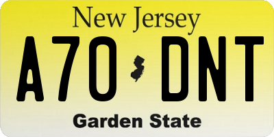 NJ license plate A70DNT