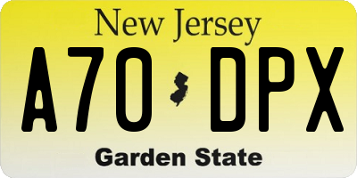 NJ license plate A70DPX