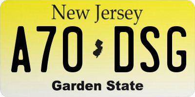 NJ license plate A70DSG