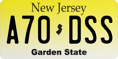 NJ license plate A70DSS