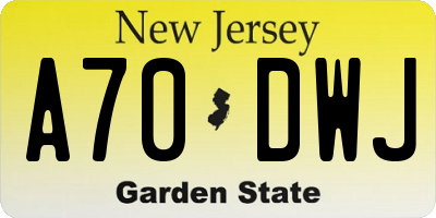 NJ license plate A70DWJ
