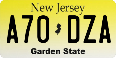 NJ license plate A70DZA