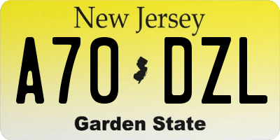 NJ license plate A70DZL