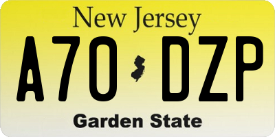 NJ license plate A70DZP