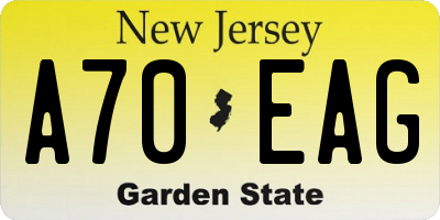NJ license plate A70EAG