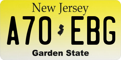 NJ license plate A70EBG